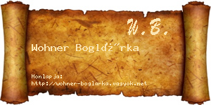 Wohner Boglárka névjegykártya
